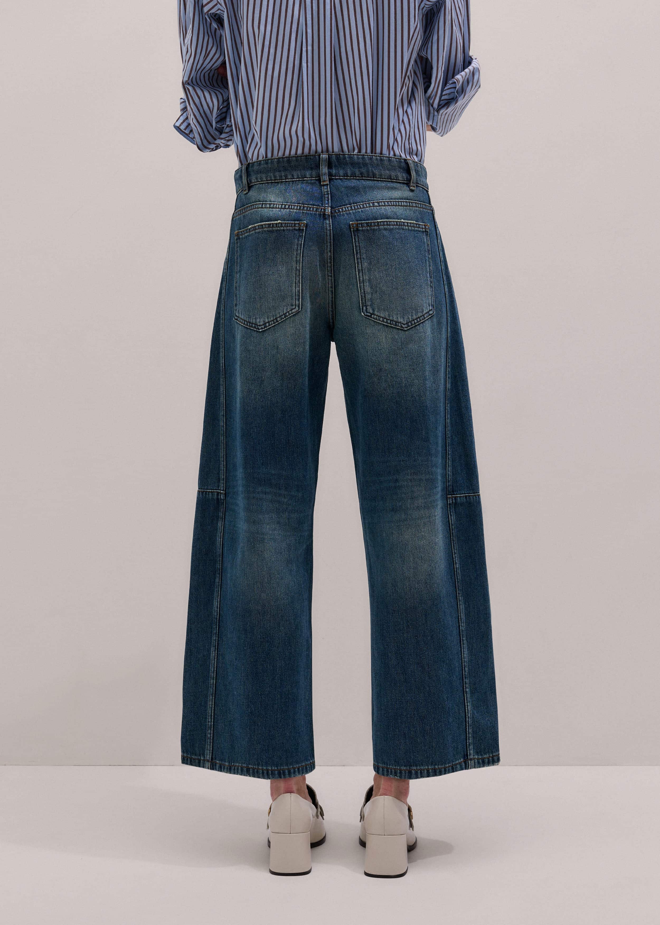 Blue Exaggerated Crop Jean