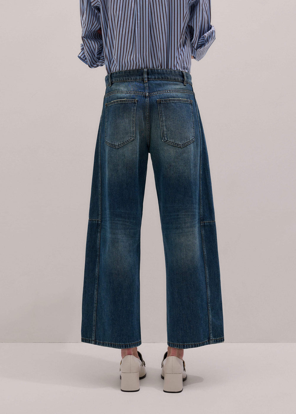 Blue Exaggerated Crop Jean