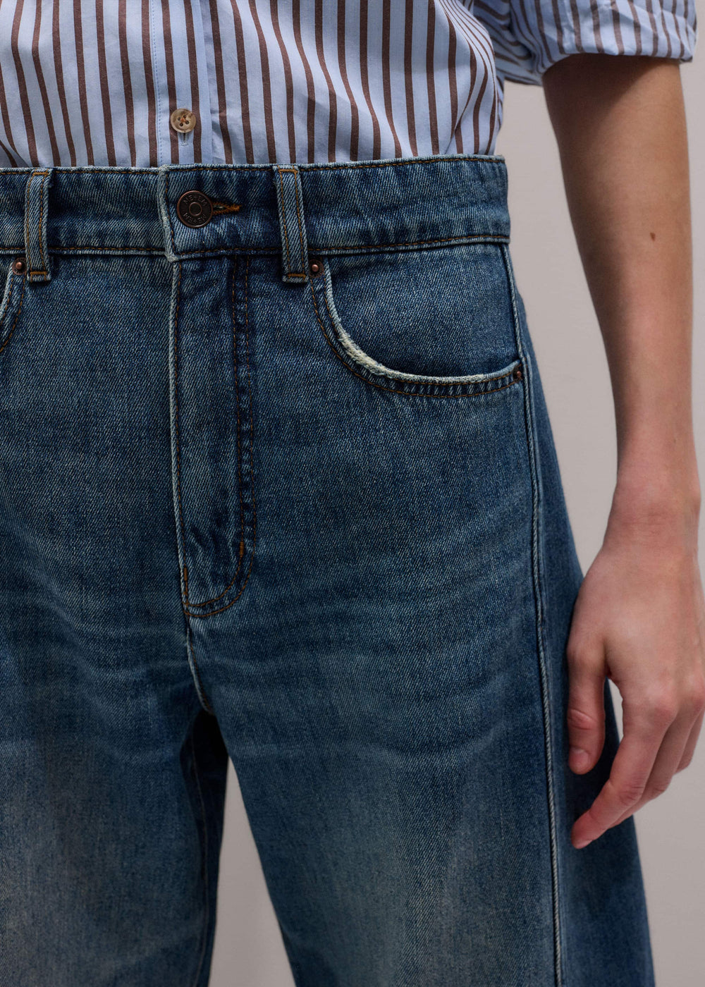 Blue Exaggerated Crop Jean