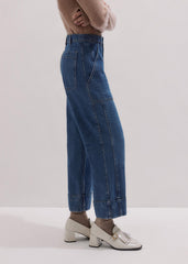 Dark Wash Turn-Up Straight Jean