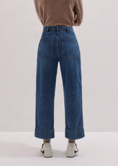 Dark Wash Turn-Up Straight Jean