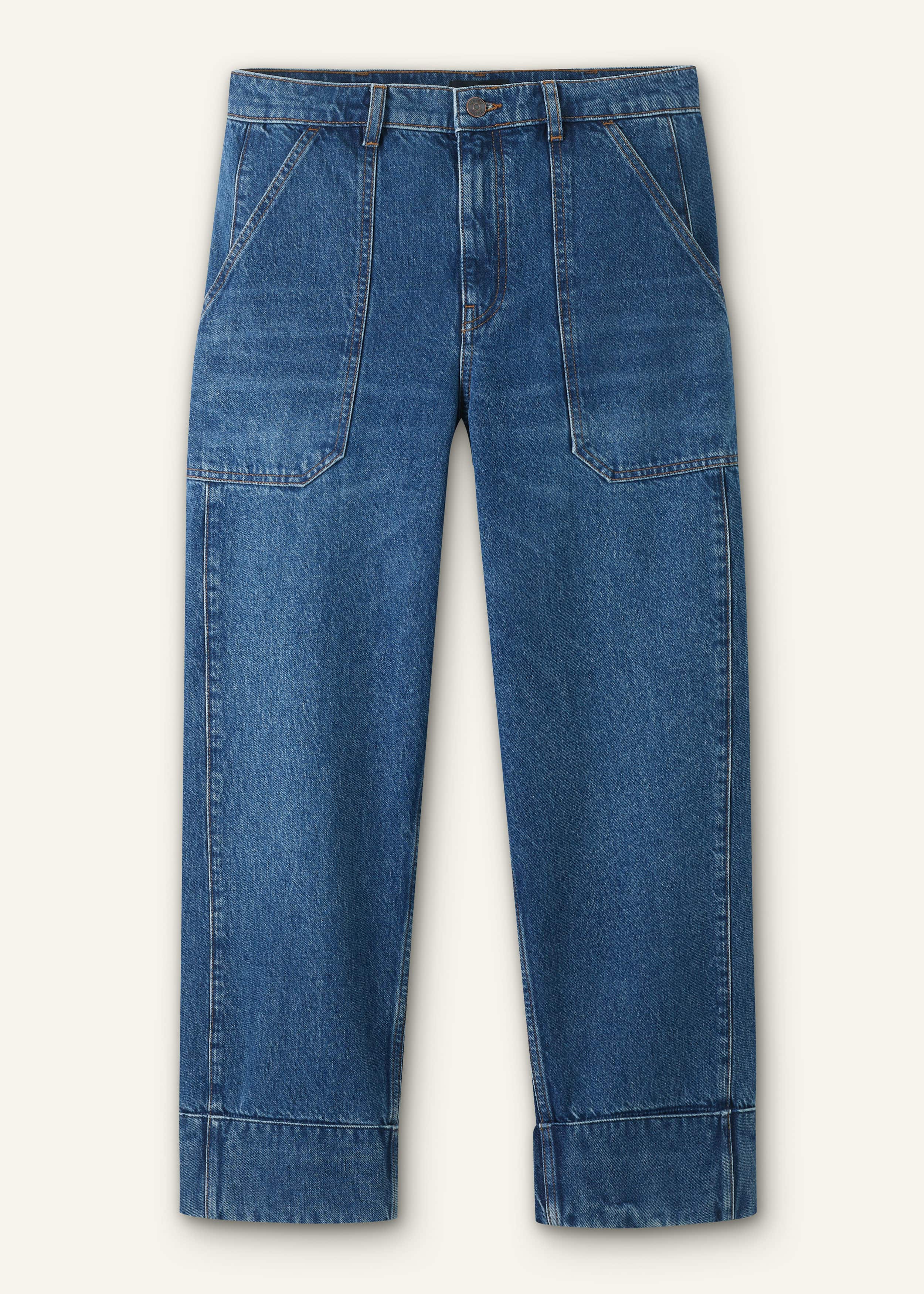 Dark Wash Turn-Up Straight Jean