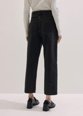 Black Straight Cropped Relaxed Jean