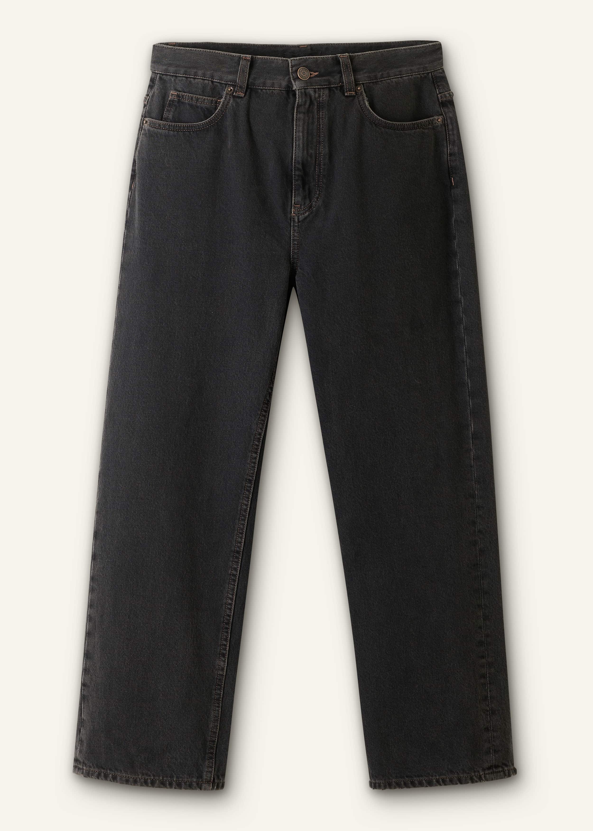 Black Straight Cropped Relaxed Jean