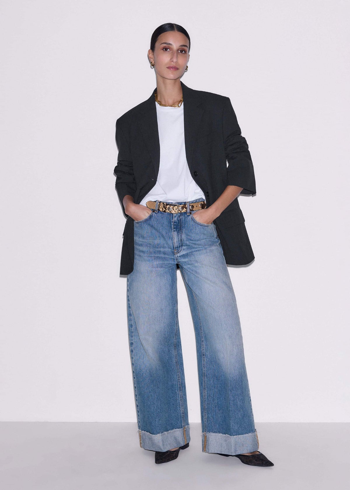 Mid Blue Straight Ankle Grazer Jean