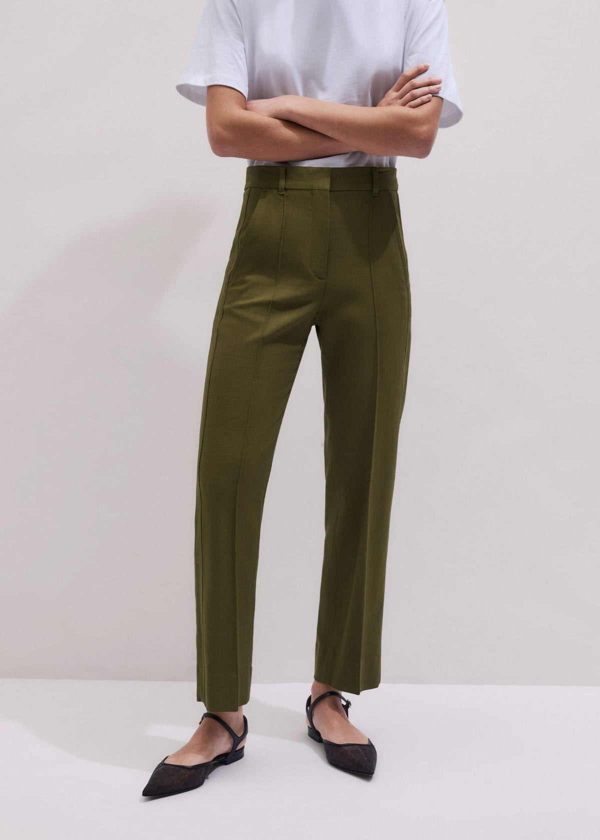 Olive Green Slim Crop Pant