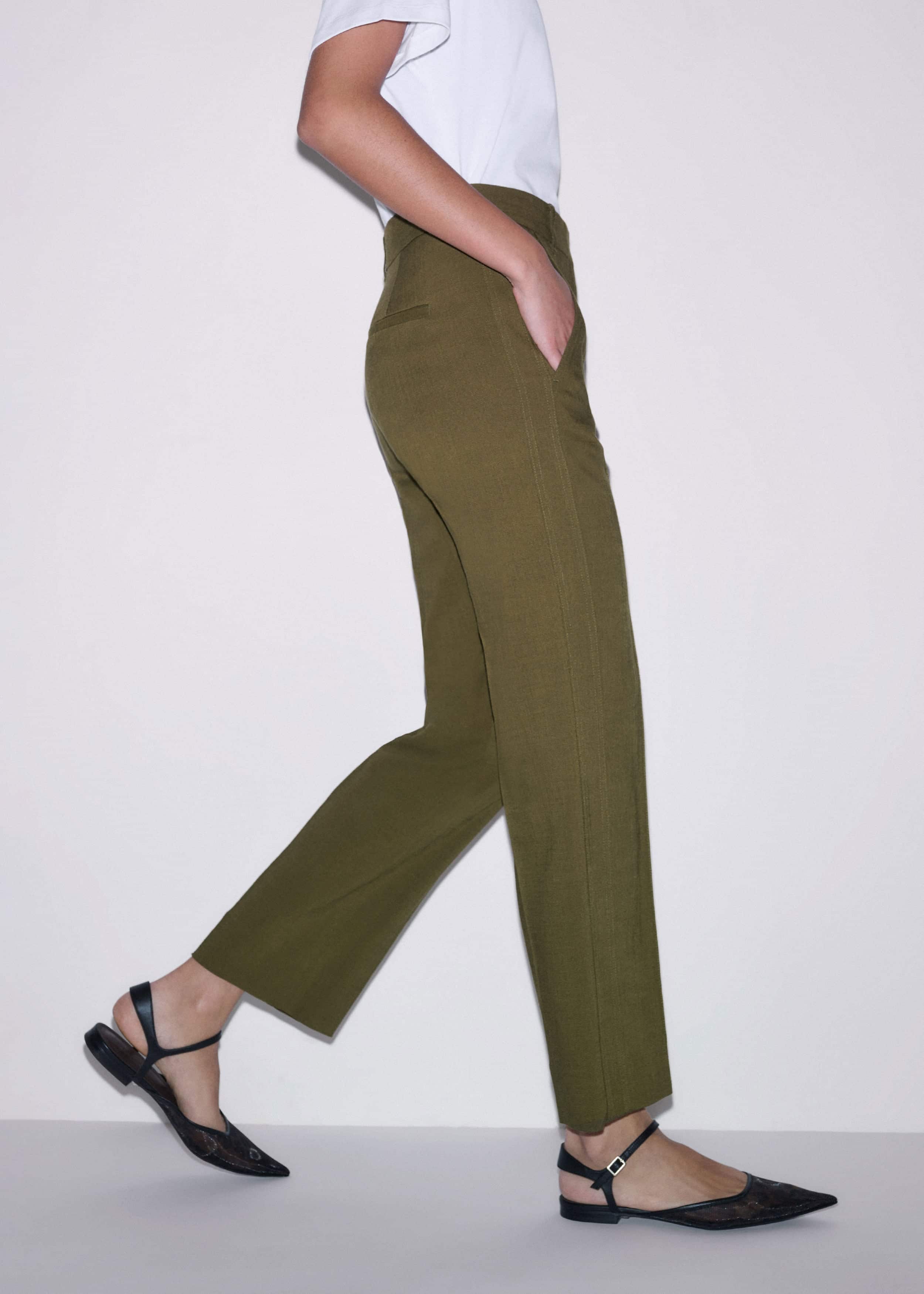 Olive Green Slim Crop Pant