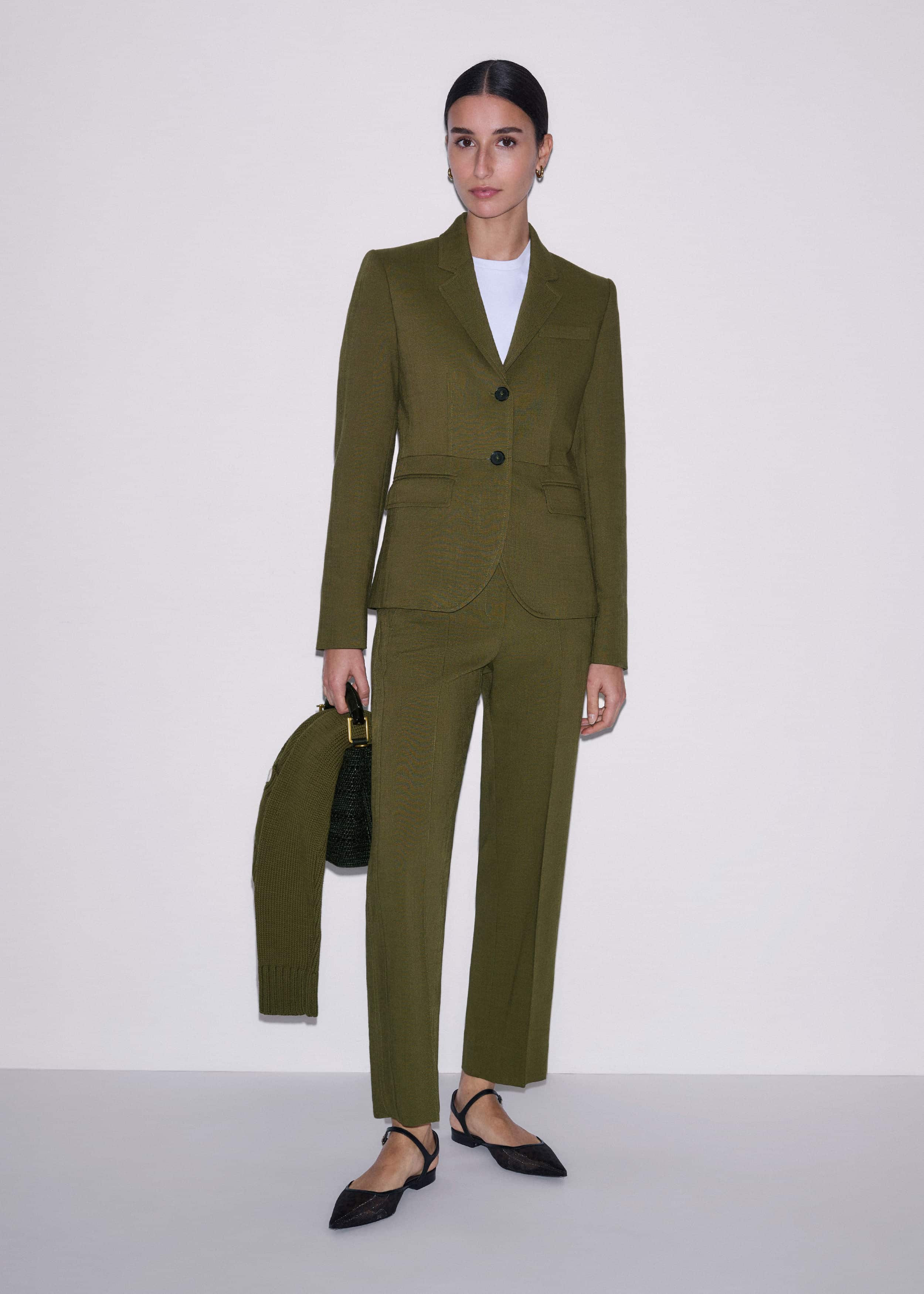 Olive Green Slim Crop Pant