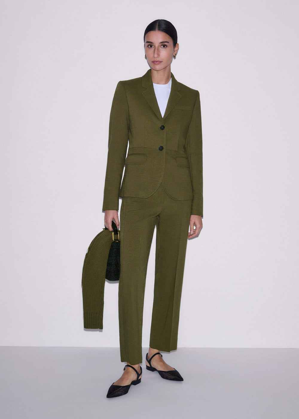 Olive Green Slim Crop Pant