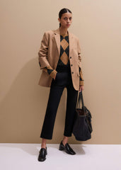 Black Travel Tailoring Pull On Slim Crop Pant