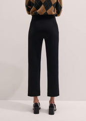 Black Travel Tailoring Pull On Slim Crop Pant
