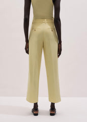 Yellow Tailored Straight Crop Pant
