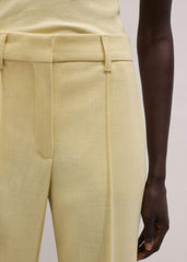 Yellow Tailored Straight Crop Pant