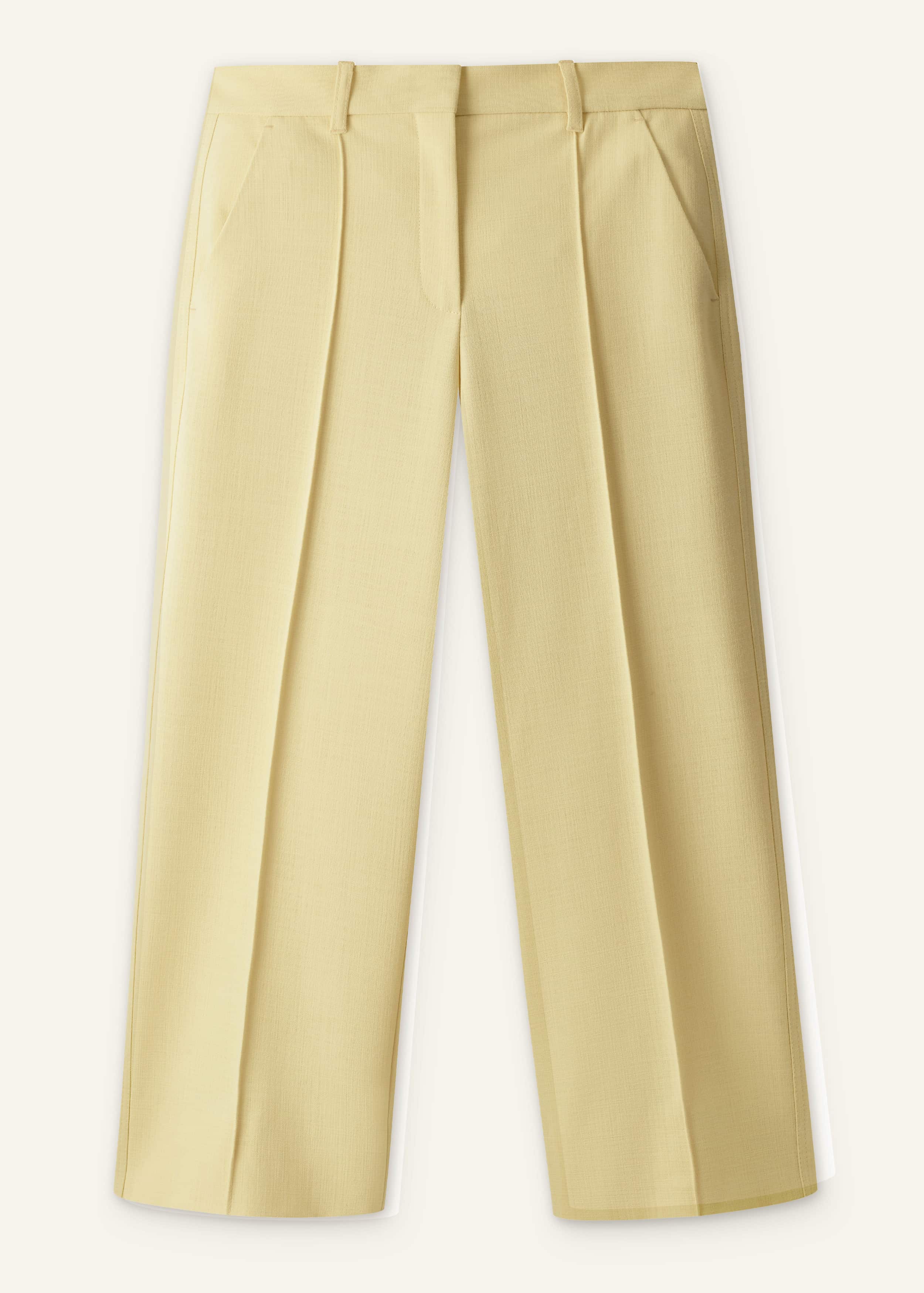 Yellow Tailored Straight Crop Pant