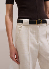 Ivory Textured Straight Crop Pant