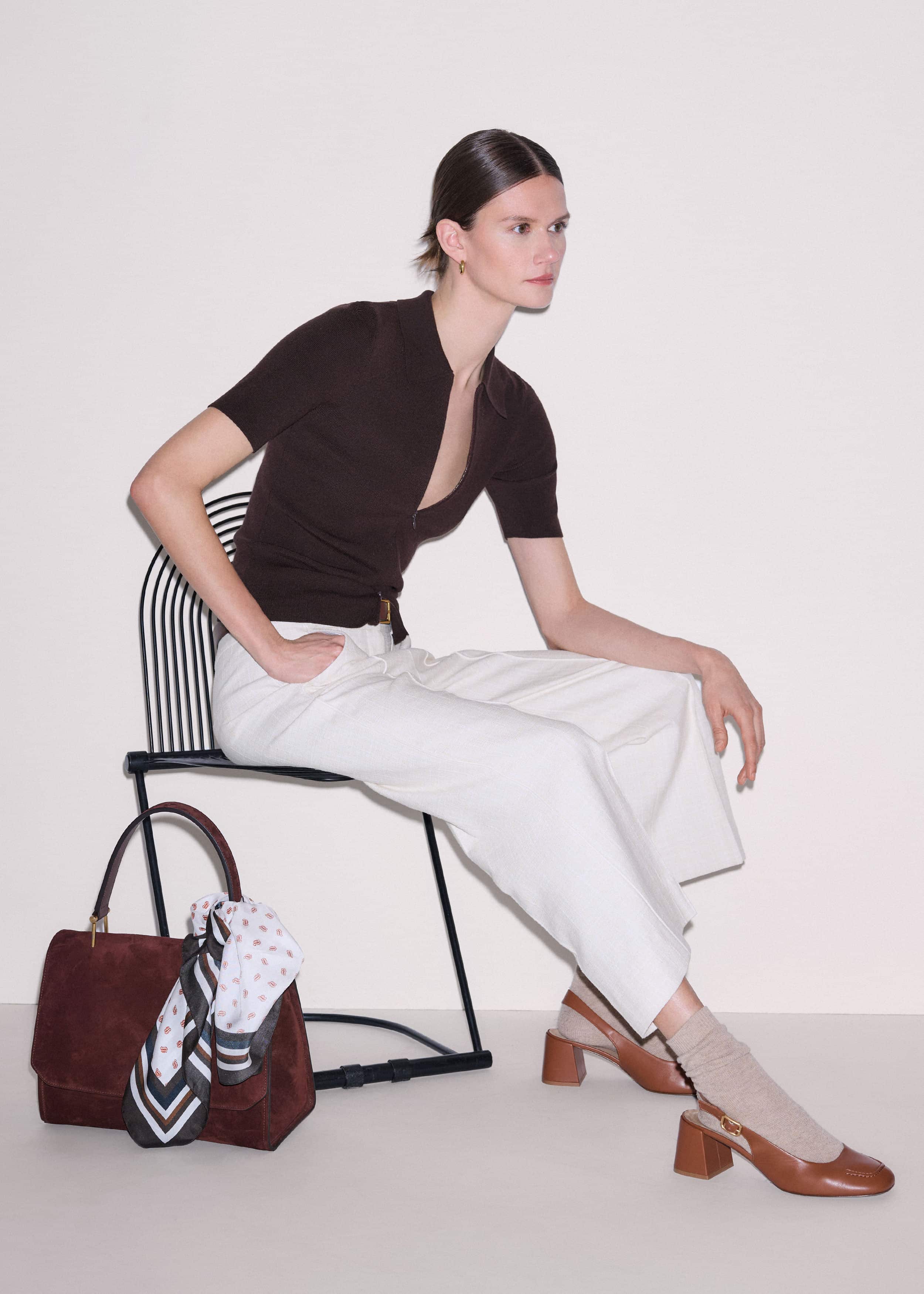 Ivory Textured Straight Crop Pant