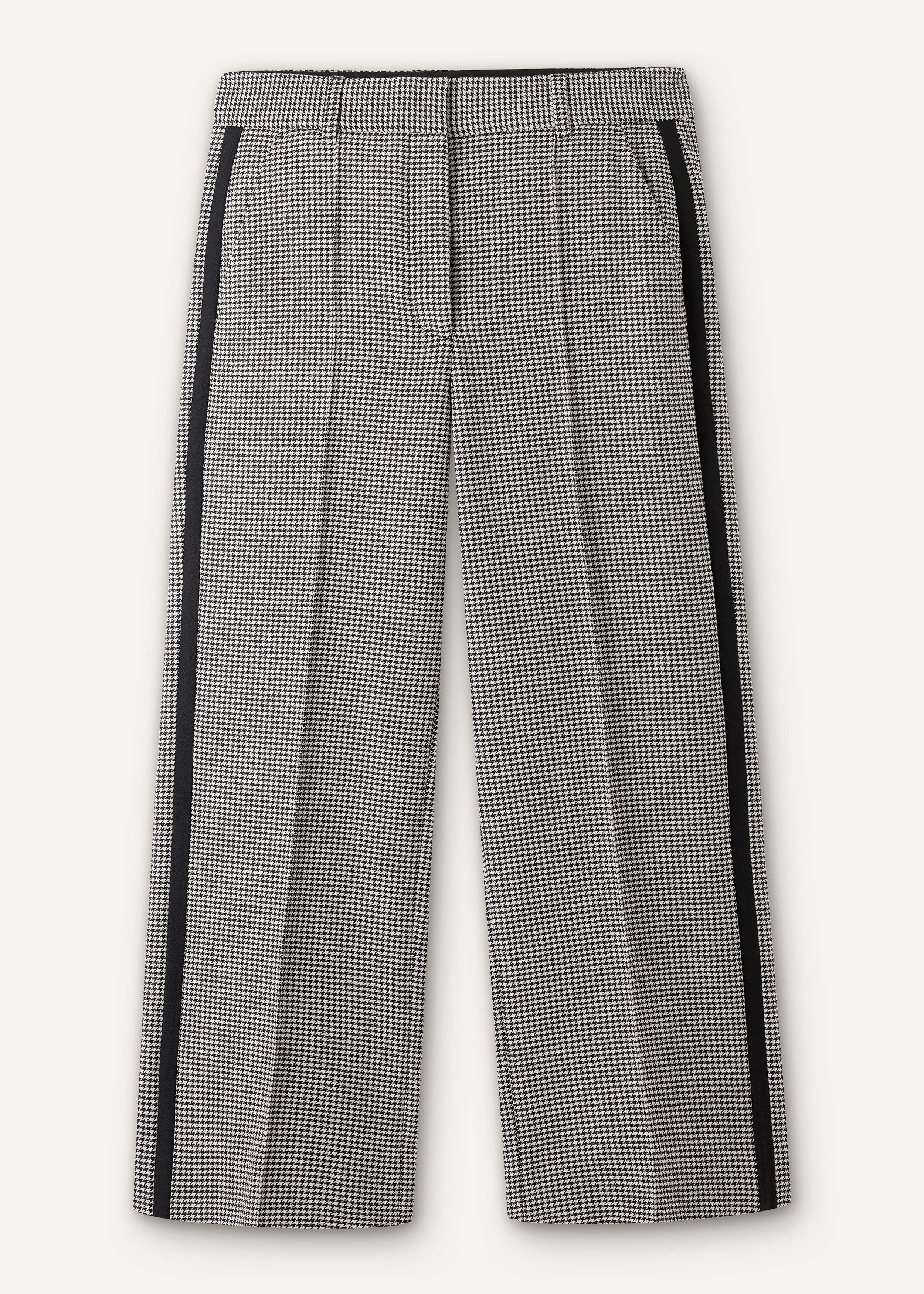 Ivory Houndstooth Straight Crop Trouser
