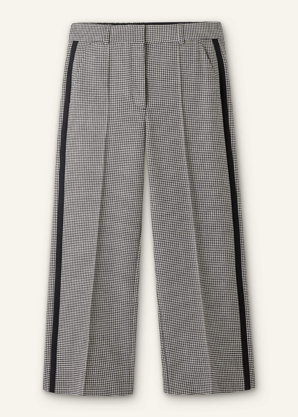 Ivory Houndstooth Straight Crop Trouser