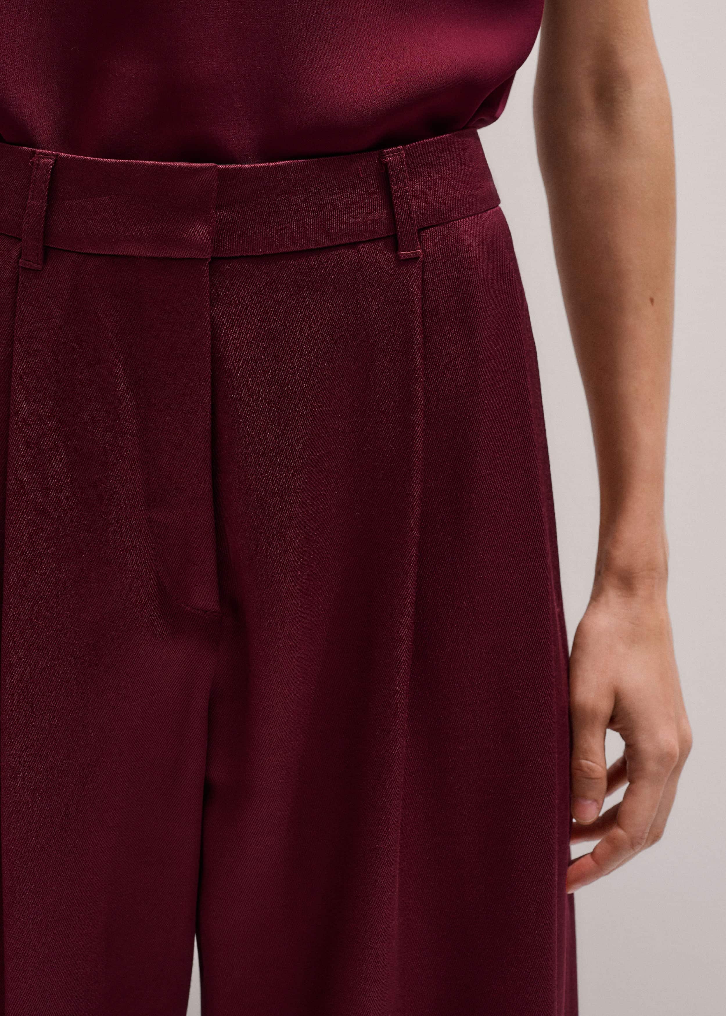 Red Wool Event Ready Pleat Straight-Leg Pant