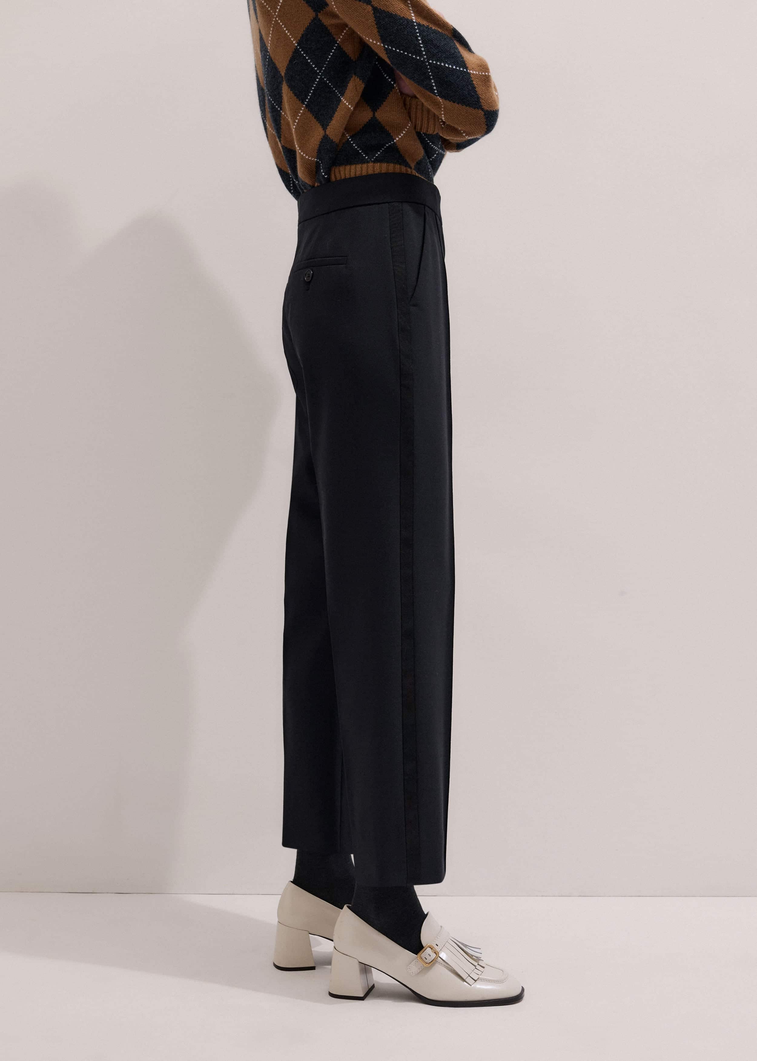 Black Slim Crop Tux Pant | Pants