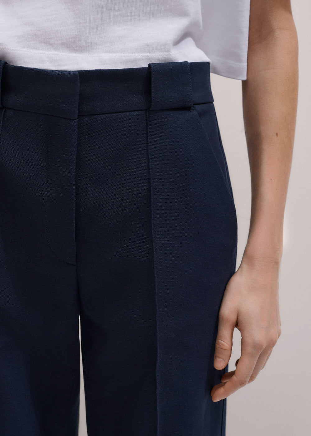 Navy Straight Crop Pant