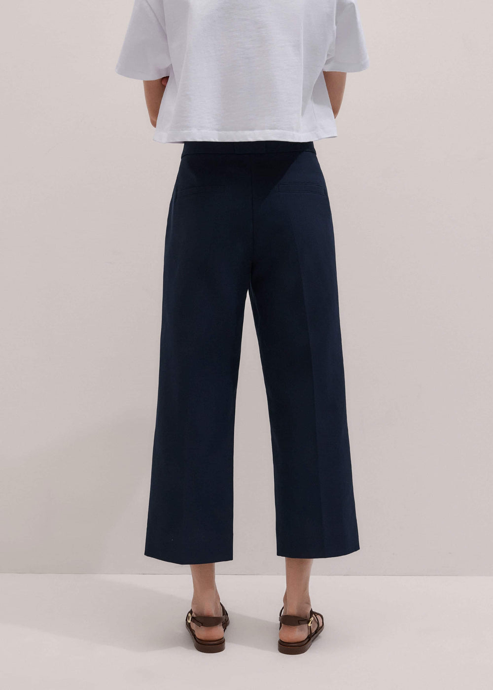 Navy Straight Crop Pant