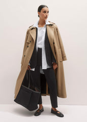 Black Wool-Blend Travel Tailoring Slim Crop Pant