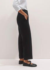 Black Wool-Blend Travel Tailoring Slim Crop Pant