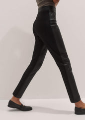 Women’s Black High Stretch Leather Mix Legging