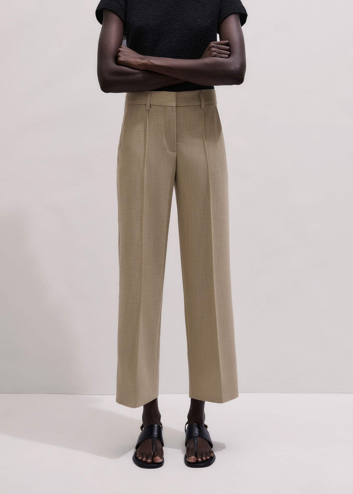 Sand Tailored Straight Crop Pant