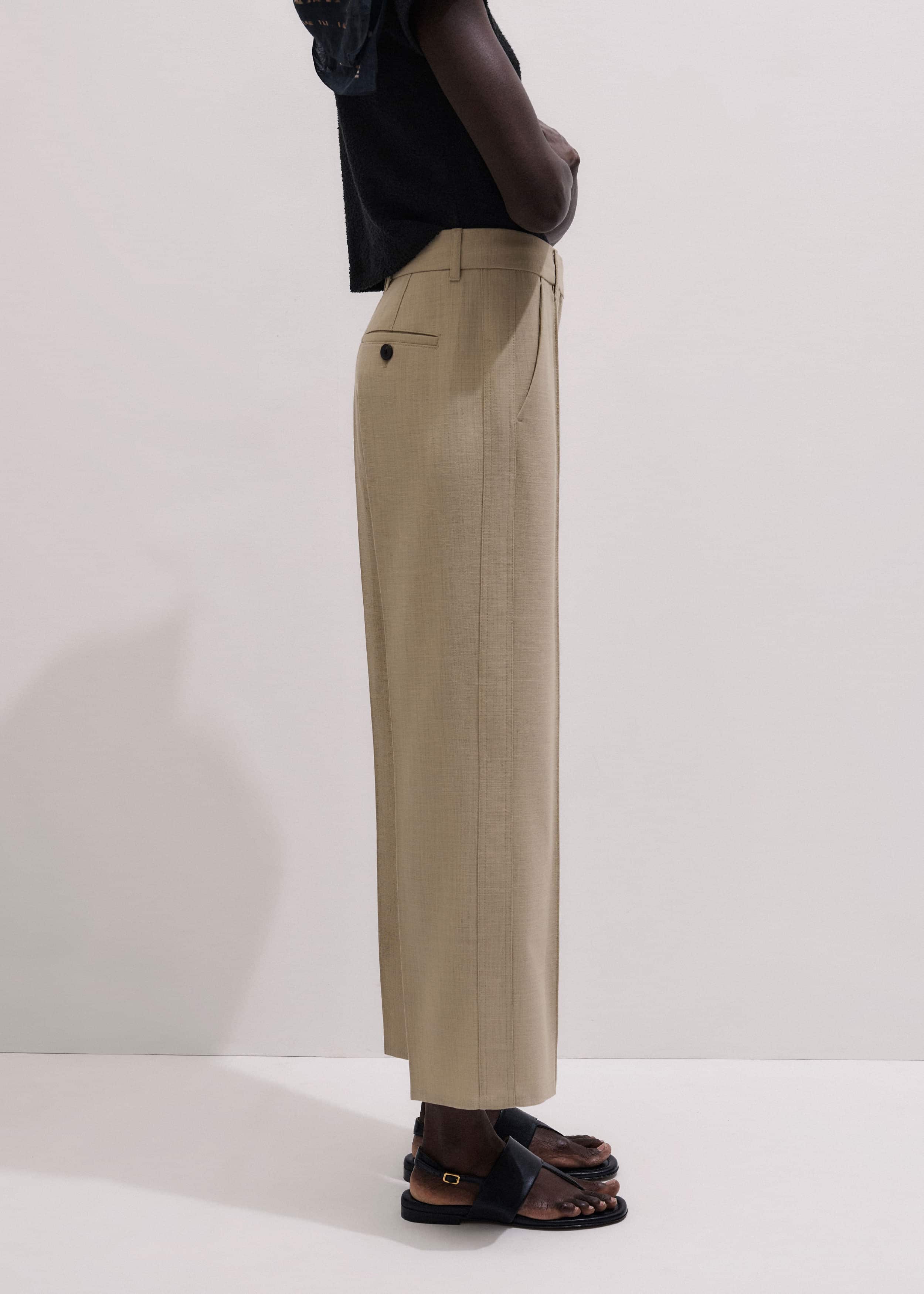 Sand Tailored Straight Crop Pant