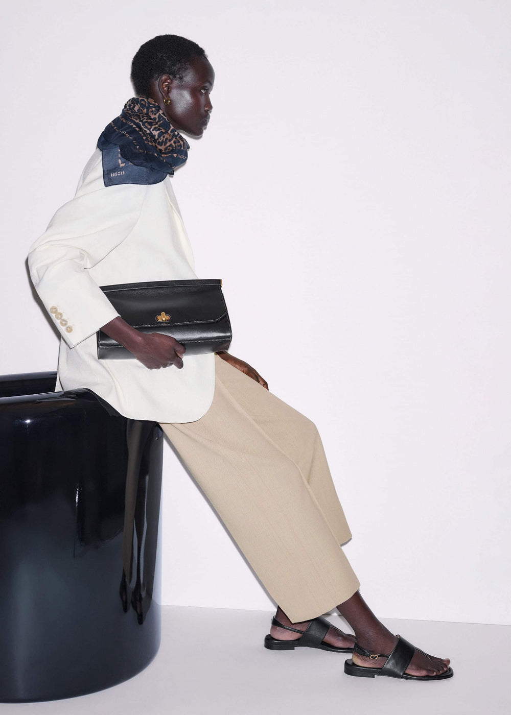 Sand Tailored Straight Crop Pant