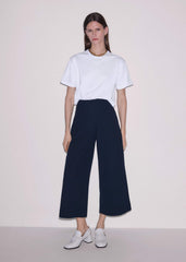 Navy Curling Cross Jacquard Cropped Pant