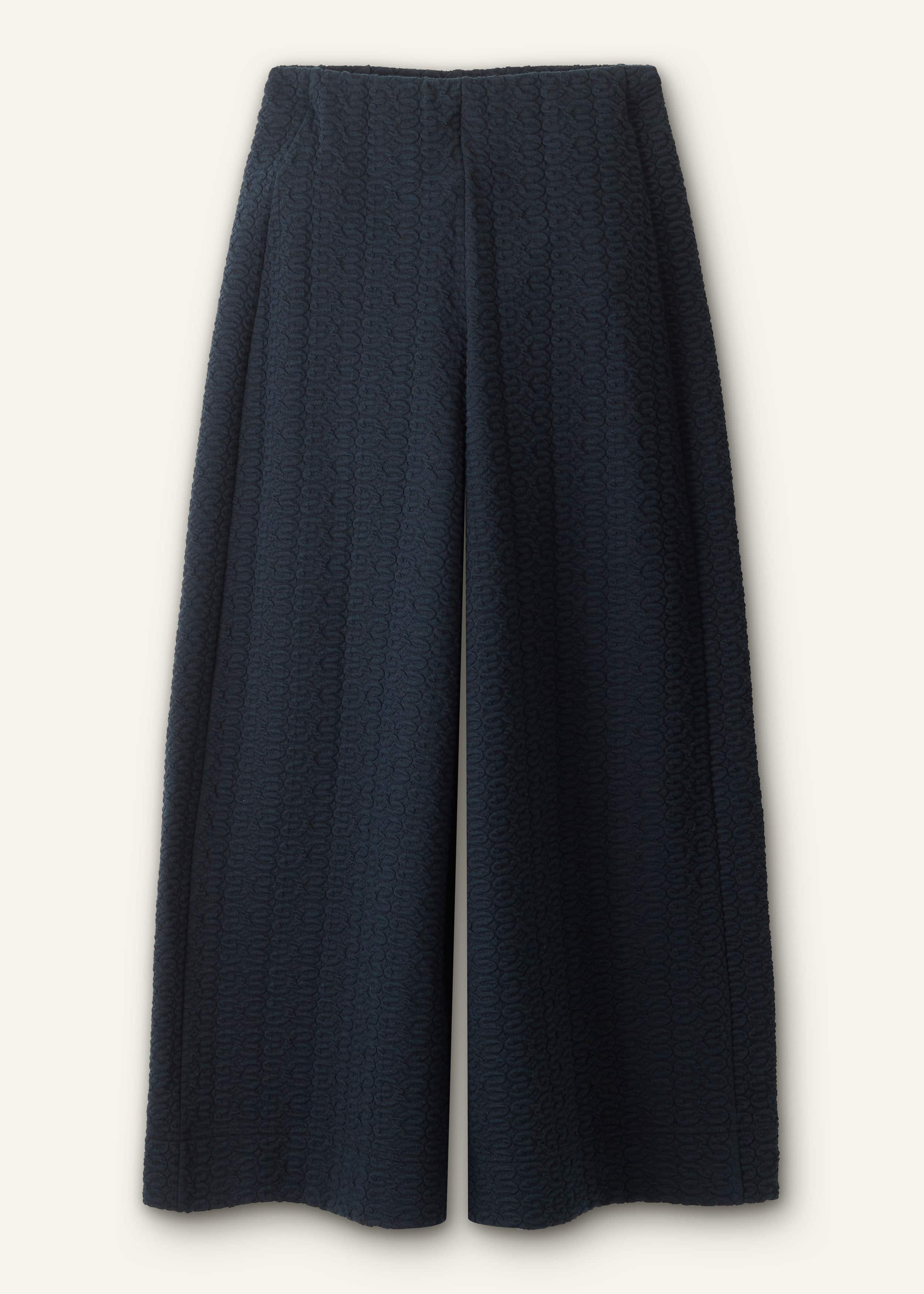 Navy Curling Cross Jacquard Cropped Pant