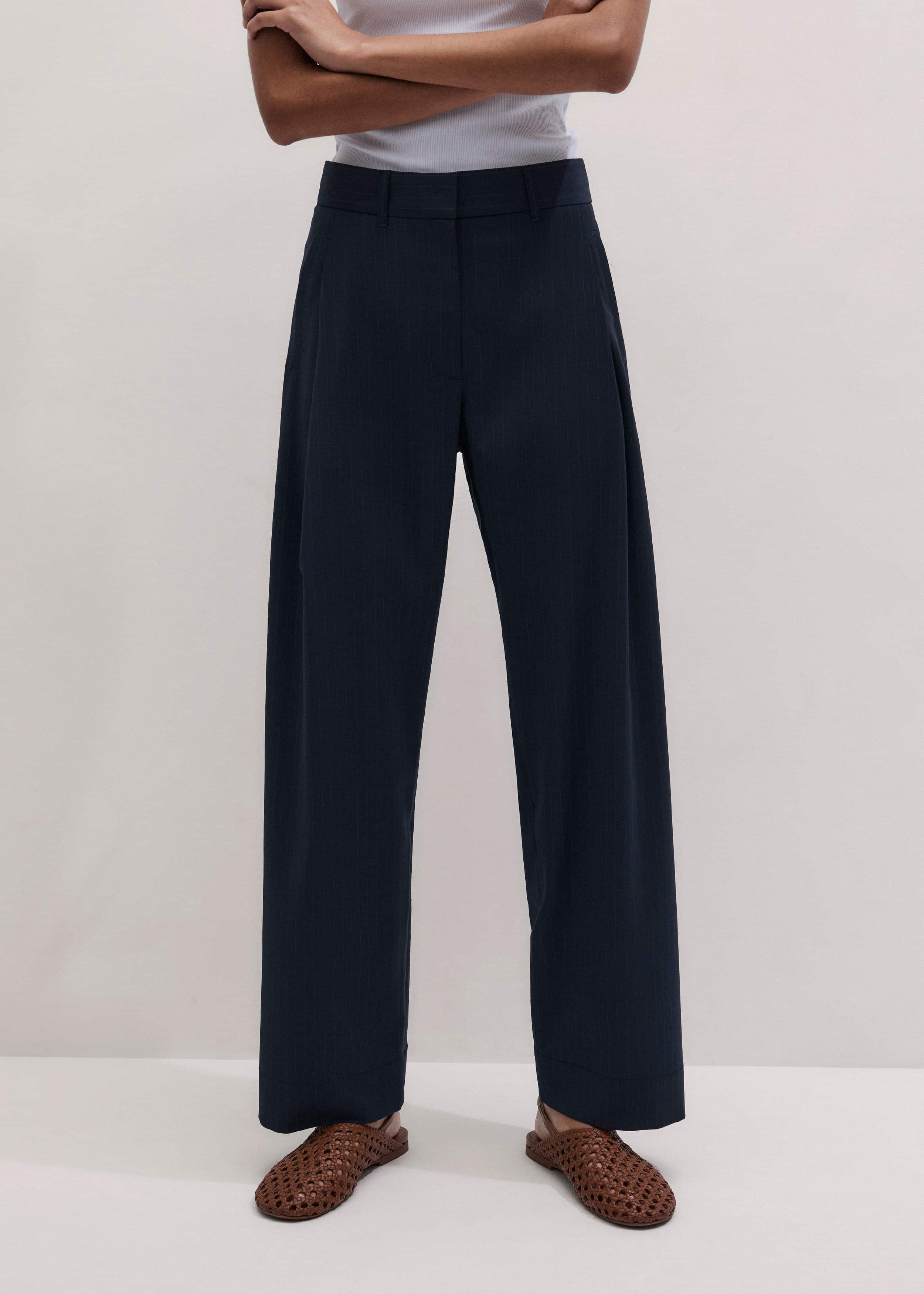 Navy Pinstripe Clever Pant