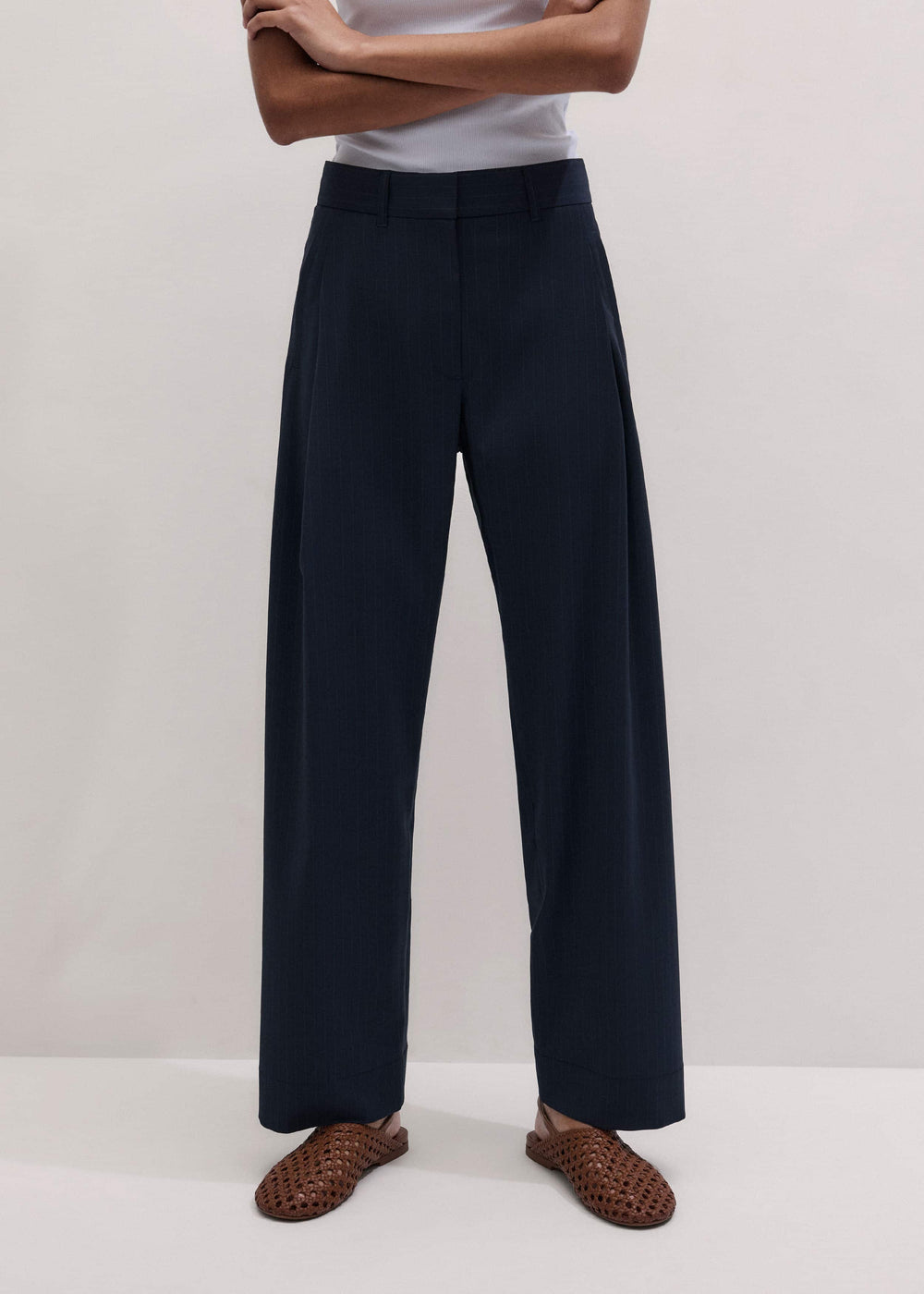 Navy Pinstripe Clever Pant