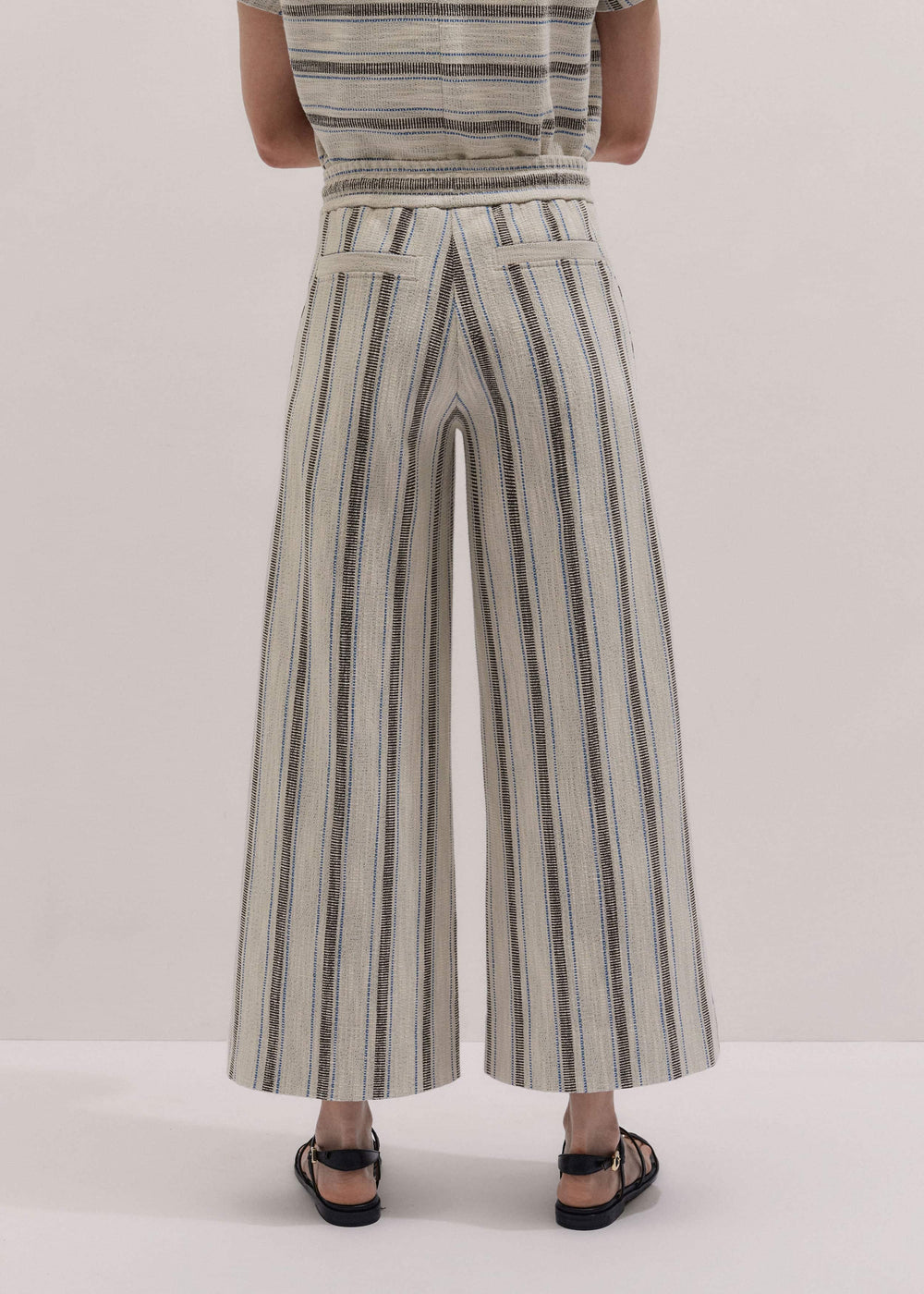 Cream Stripe Crop Track Pant