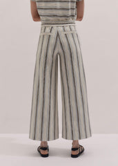 Cream Stripe Crop Track Pant