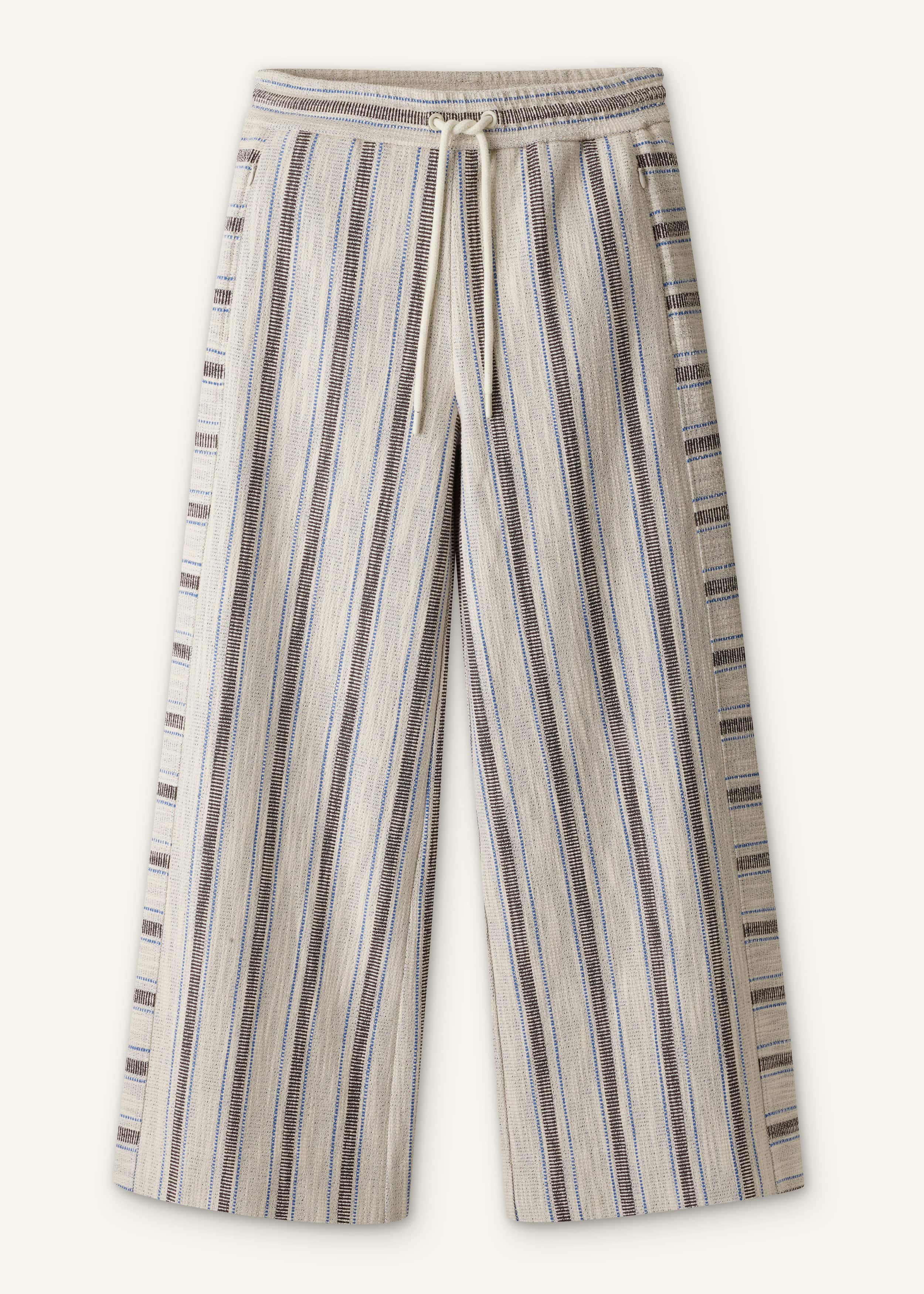 Cream Stripe Crop Track Pant