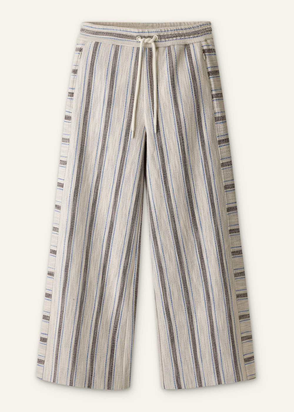 Cream Stripe Crop Track Pant