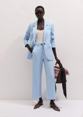 Blue Straight Crop Pant