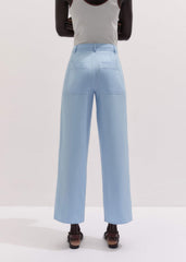 Blue Straight Crop Pant