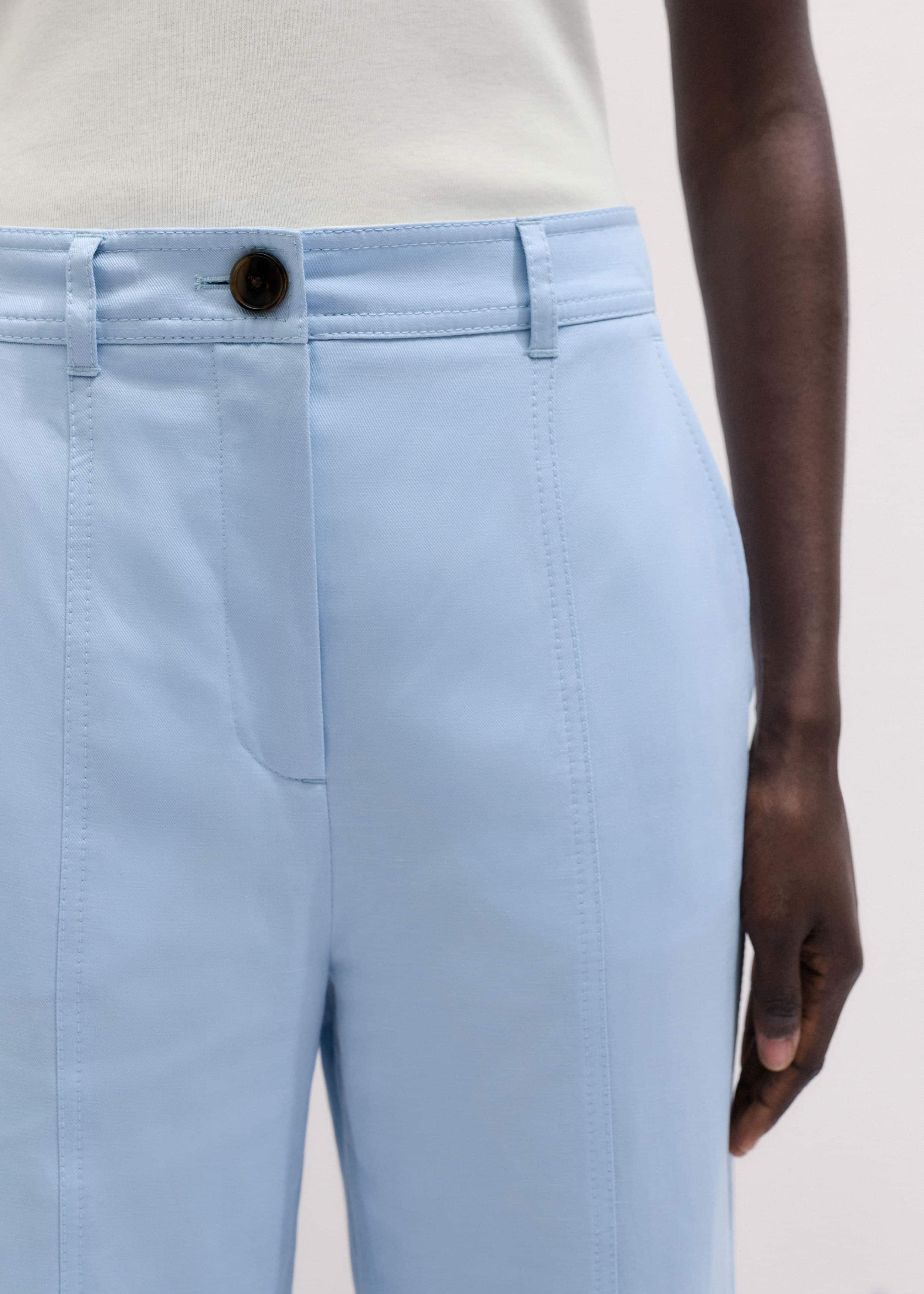 Blue Straight Crop Pant