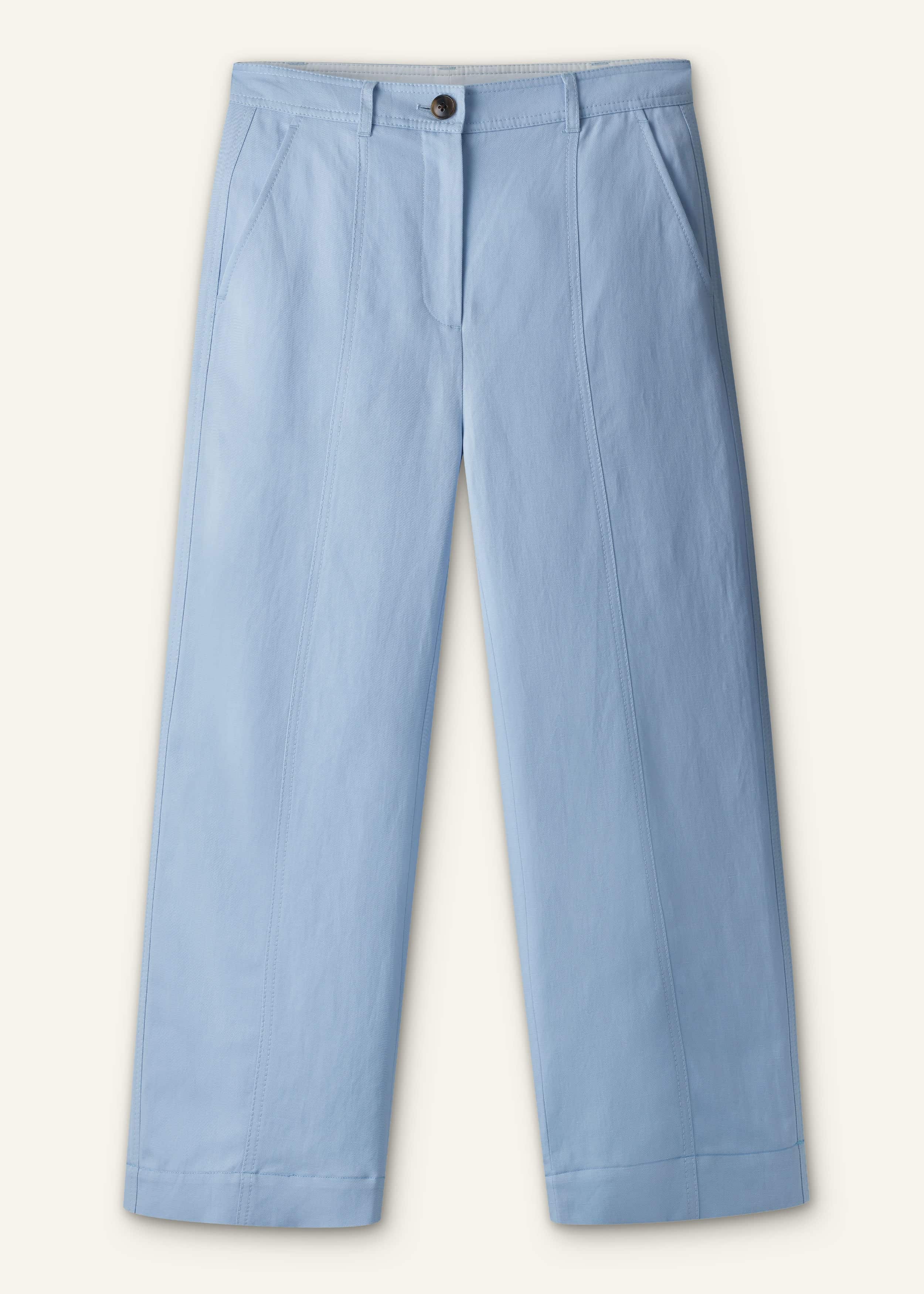 Blue Straight Crop Pant