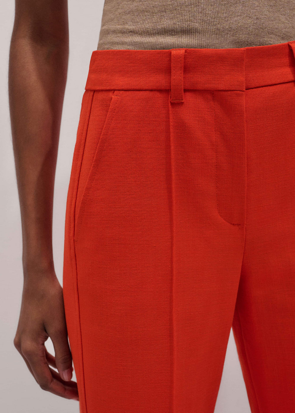 Orange Straight Crop Tailored Pant