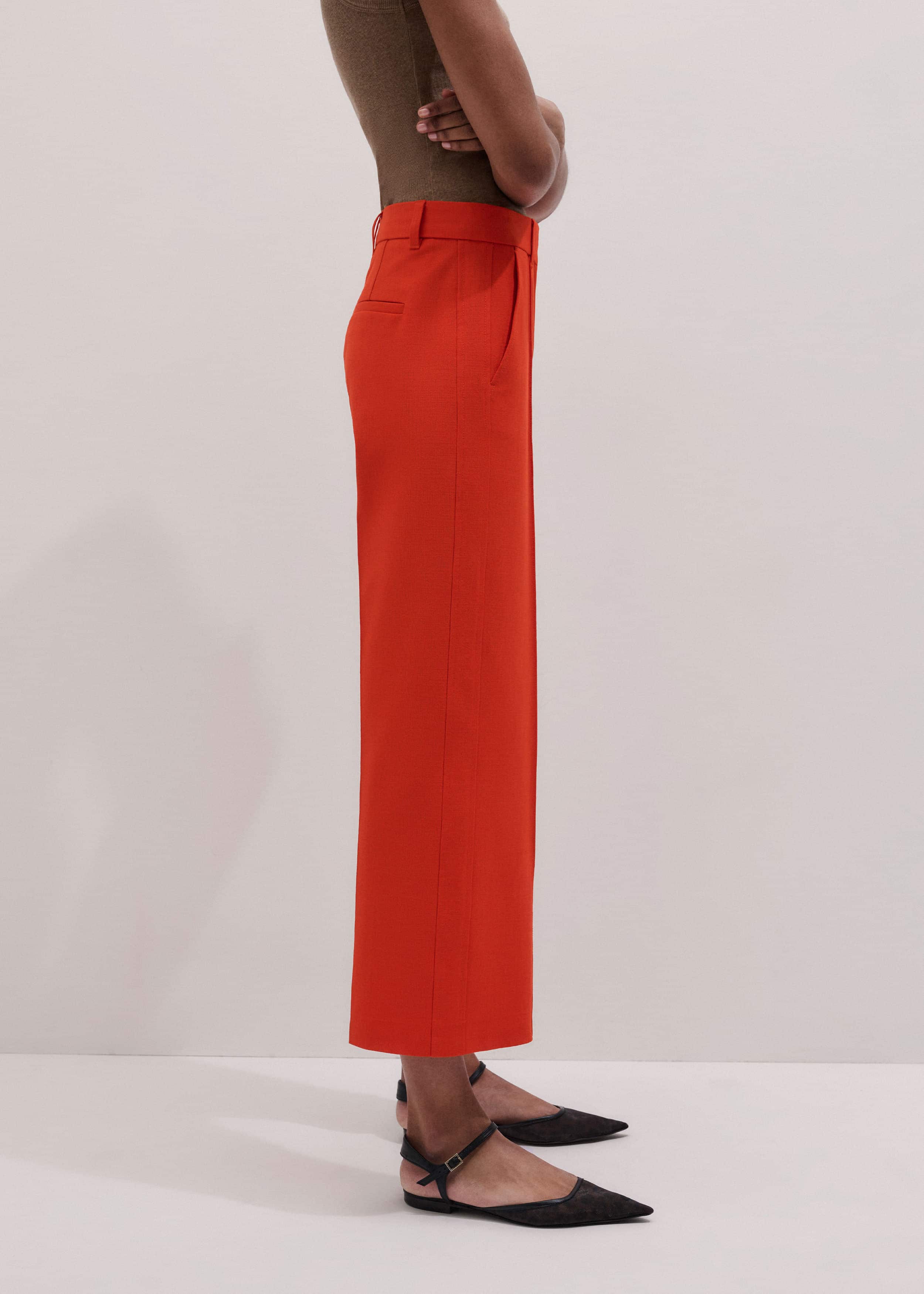 Orange Straight Crop Tailored Pant