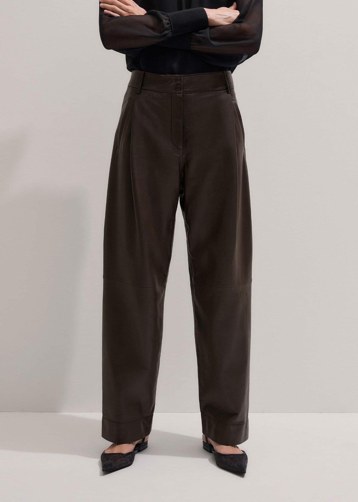 Brown Leather Clever Tapered Pant