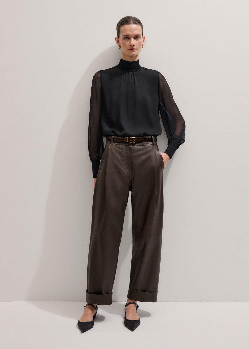 Brown Leather Clever Tapered Pant