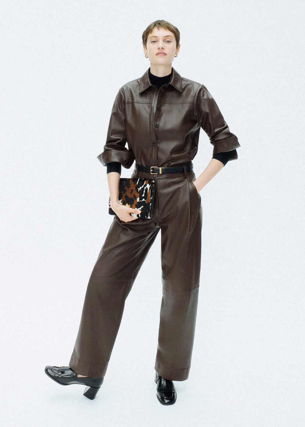 Brown Leather Clever Tapered Pant