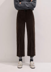 Brown Italian Cord Straight Crop Pant